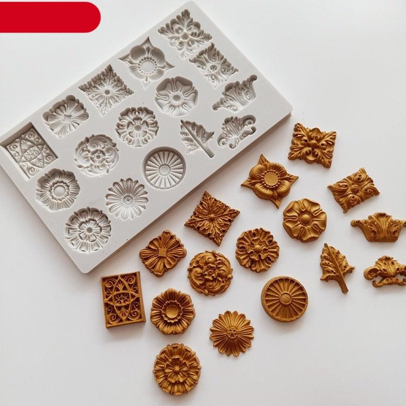 Reusable Retro Silicone Fondant Chocolate Aroma Stone Ornaments Resin Sugarcraft Mold For Pastry Cup Cake Decorating Crystal Stones Silicone Mold For Kitchen