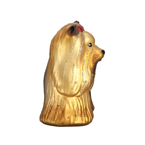 Yorkie Dog Glass Blown Ornament