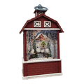 Lighted Barn Spinning Waterglobe - Chickadees