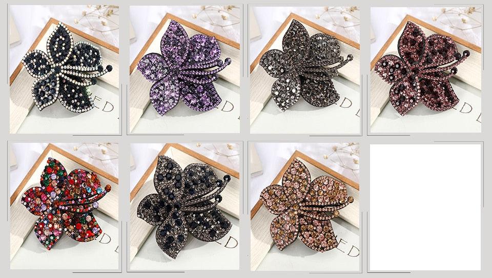 Rhinestone Flower Barrettes Hair Clips for Women Vintage Crystal Hairpins Girls Hair Accessories Jewelry Hairgrip Claws Fashion Hairgrips Accessories For Party