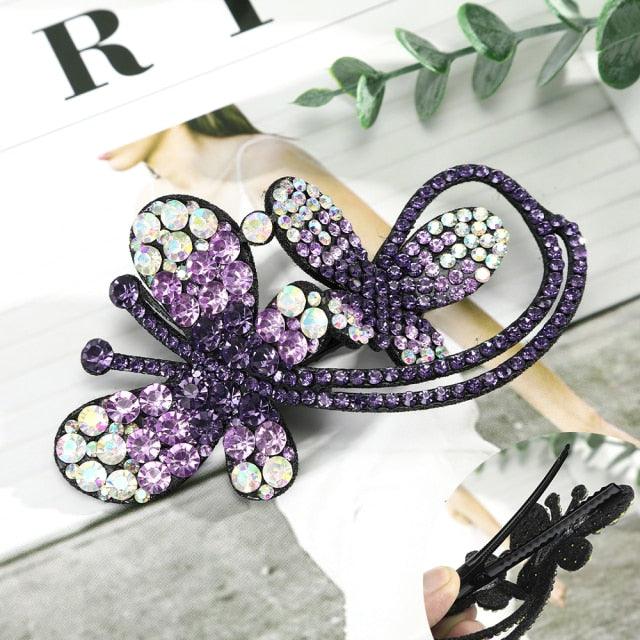 Rhinestone Flower Barrettes Hair Clips for Women Vintage Crystal Hairpins Girls Hair Accessories Jewelry Hairgrip Claws Fashion Hairgrips Accessories For Party