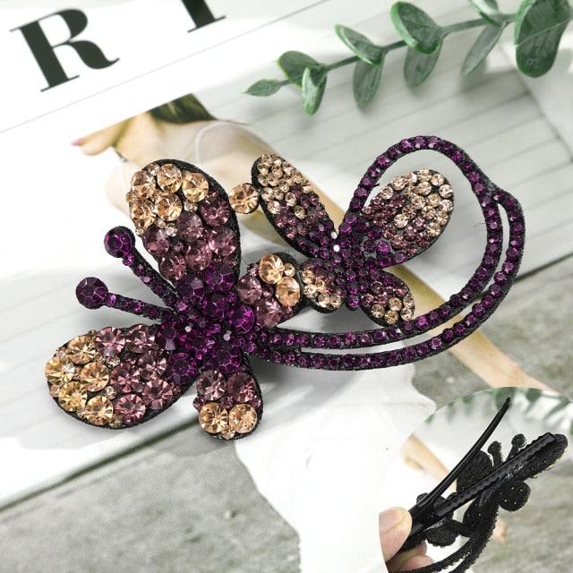 Rhinestone Flower Barrettes Hair Clips for Women Vintage Crystal Hairpins Girls Hair Accessories Jewelry Hairgrip Claws Fashion Hairgrips Accessories For Party