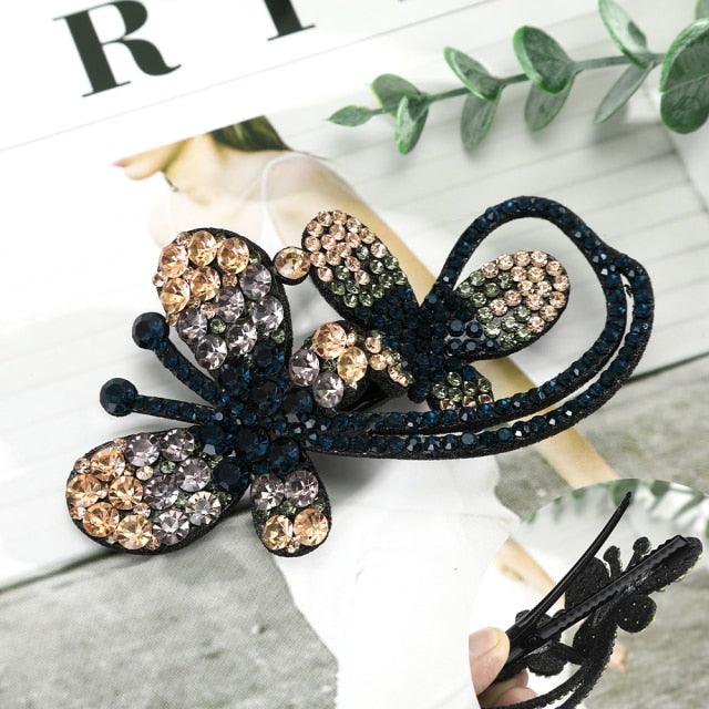 Rhinestone Flower Barrettes Hair Clips for Women Vintage Crystal Hairpins Girls Hair Accessories Jewelry Hairgrip Claws Fashion Hairgrips Accessories For Party