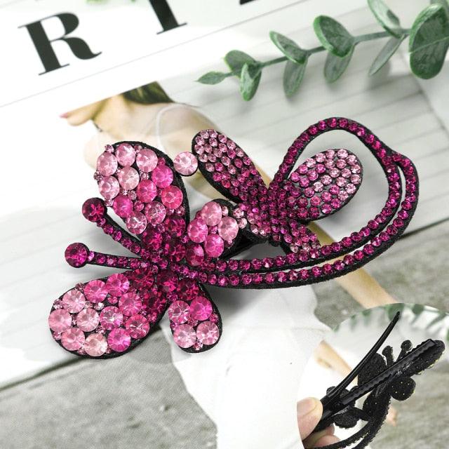 Rhinestone Flower Barrettes Hair Clips for Women Vintage Crystal Hairpins Girls Hair Accessories Jewelry Hairgrip Claws Fashion Hairgrips Accessories For Party