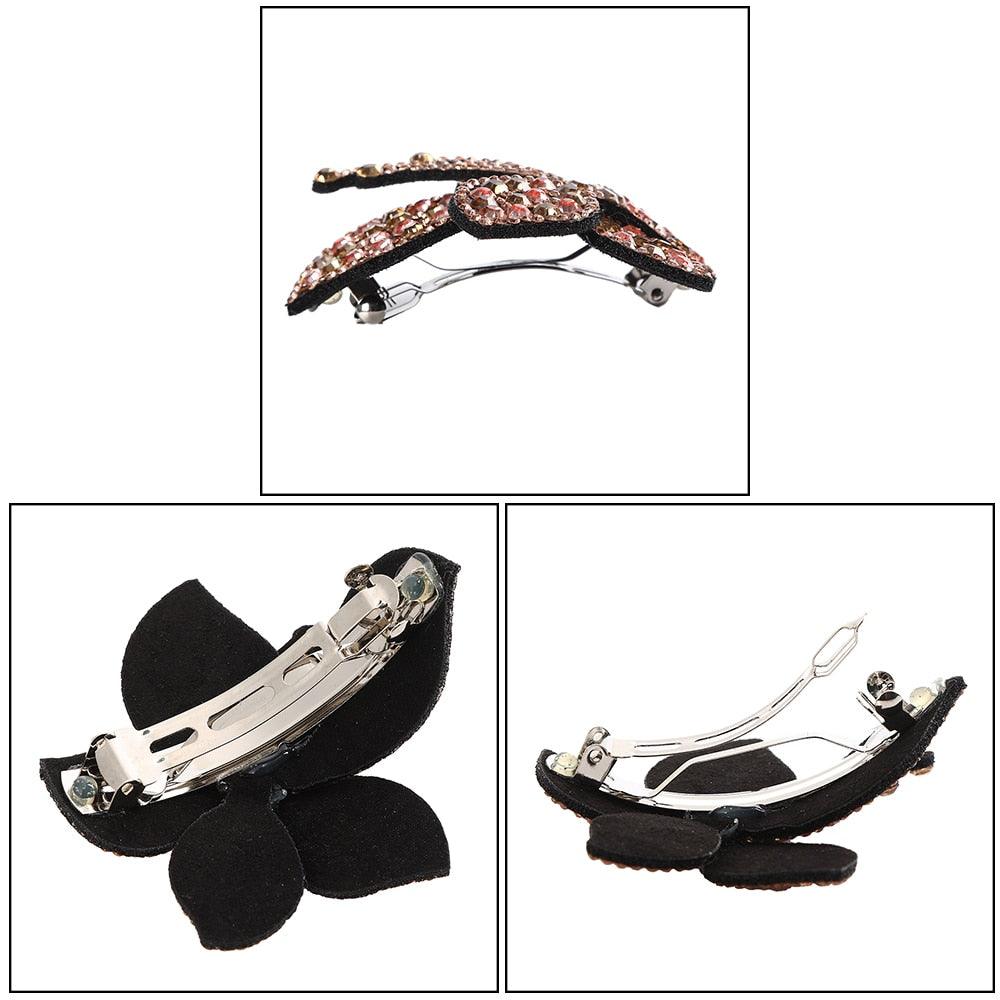 Rhinestone Flower Barrettes Hair Clips for Women Vintage Crystal Hairpins Girls Hair Accessories Jewelry Hairgrip Claws Fashion Hairgrips Accessories For Party