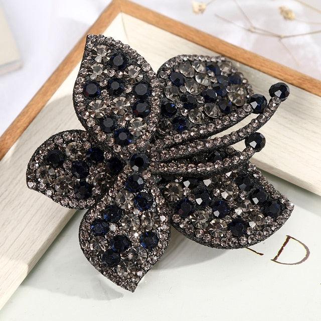 Rhinestone Flower Barrettes Hair Clips for Women Vintage Crystal Hairpins Girls Hair Accessories Jewelry Hairgrip Claws Fashion Hairgrips Accessories For Party