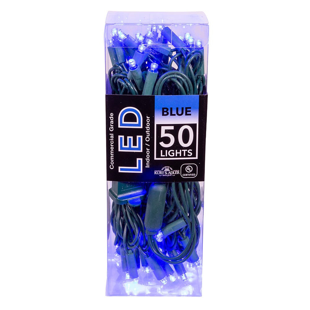 50-Light 5mm Blue LED Green Wire Light Set