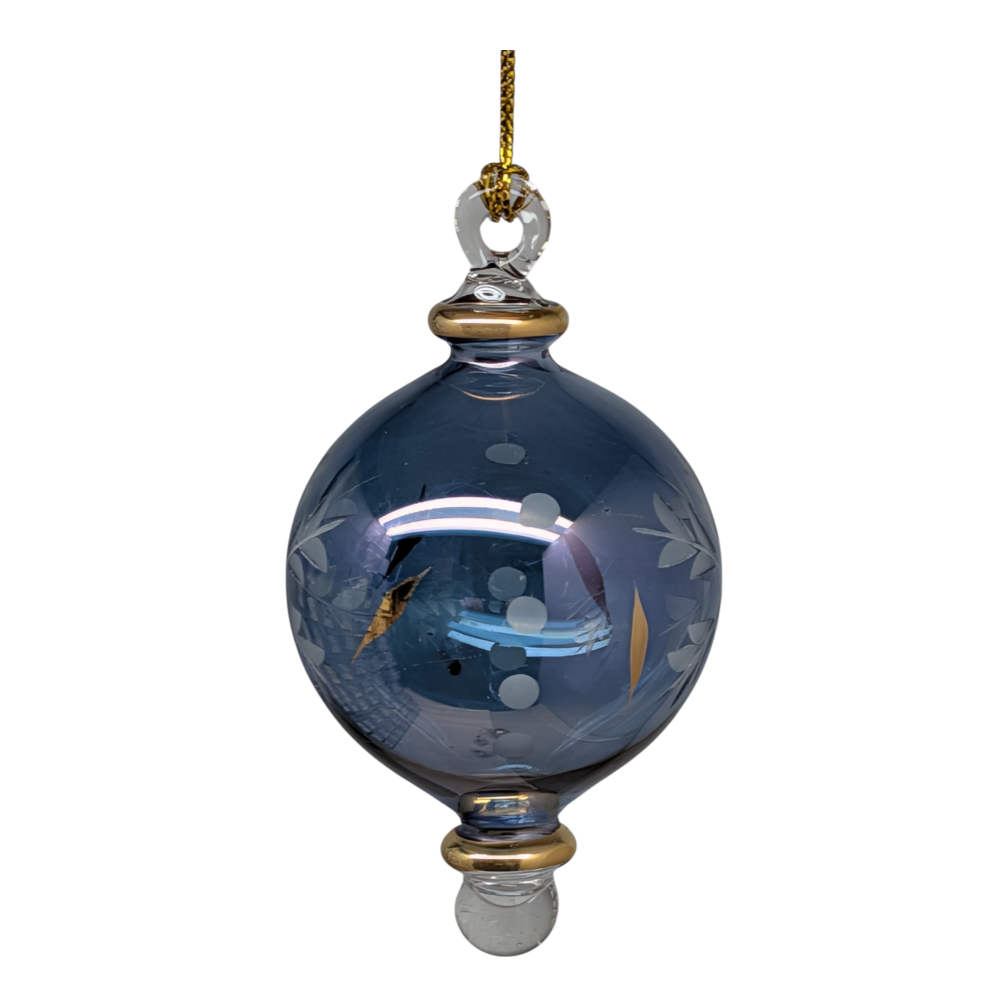 Small Sphere Glass With Gold Accents - Blue