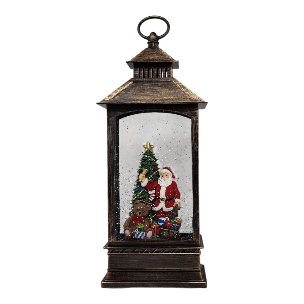 Lighted Spinning Waterglobe Lantern - Santa Delivering Gifts