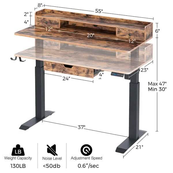 Rolanstar Single Motor Free Standing Electric Height Adjustable Desk