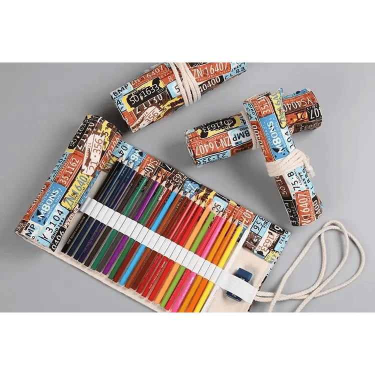 Roll Up Canvas Wrap Pencil Bag For Students Stylish Stationary Storage Pouch Unique Pencil Case For School