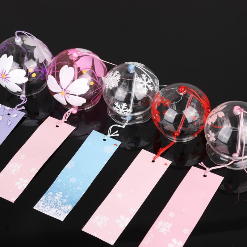 Romantic Cherry Wind Bells Japanese Wind Bell Japan Wind Chimes Handmade Glass Pendant Furin Home Decors Spa Kitchen Office Decor Birthday Gift Outdoor or Indoor Home Decors