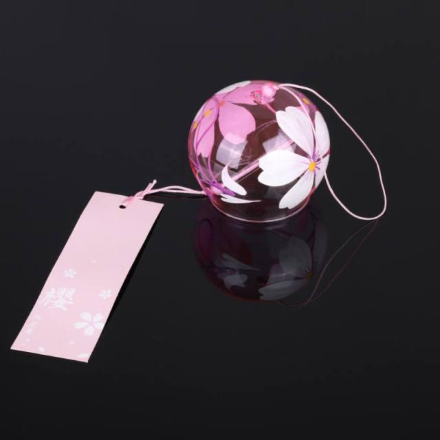 Romantic Cherry Wind Bells Japanese Wind Bell Japan Wind Chimes Handmade Glass Pendant Furin Home Decors Spa Kitchen Office Decor Birthday Gift Outdoor or Indoor Home Decors