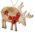 Fuzzy Wooden Reindeer Ornament - Looking Right