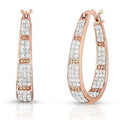 Rose and White Austrian Crystal Hoop Earrings
