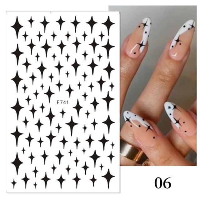 Rose Gold Star 3D Nail Stickers Silver Black White Star Heart Transfer Stickers for Nails DIY Decals Manicures Decoration Tips Nail Art Decals Water Transfer Nail Decals Sticker For Pretty Girl Self-Adhesive Nail Decals Designer Nail Stickers for Acrylic