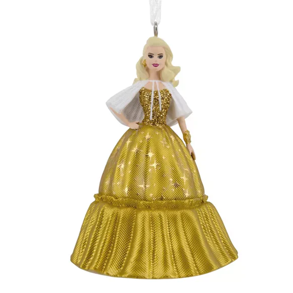 Holiday Barbie Ornament - Gold Dress