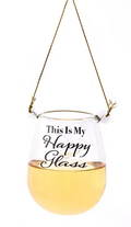 Stemless Liquid Wine Glass Ornament - This Is My Happy Glass
