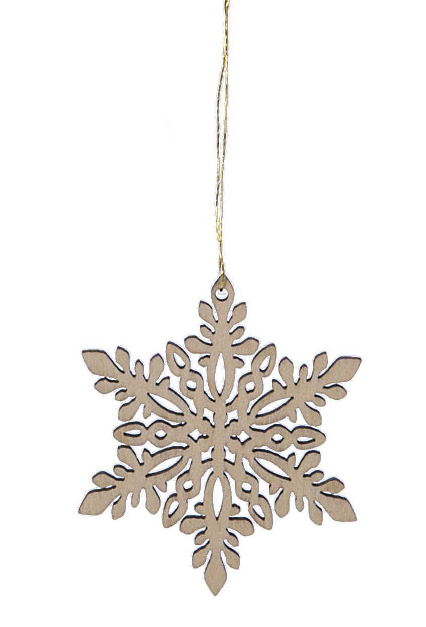 Laser Cut Wood Snowflake Ornament - Style 3