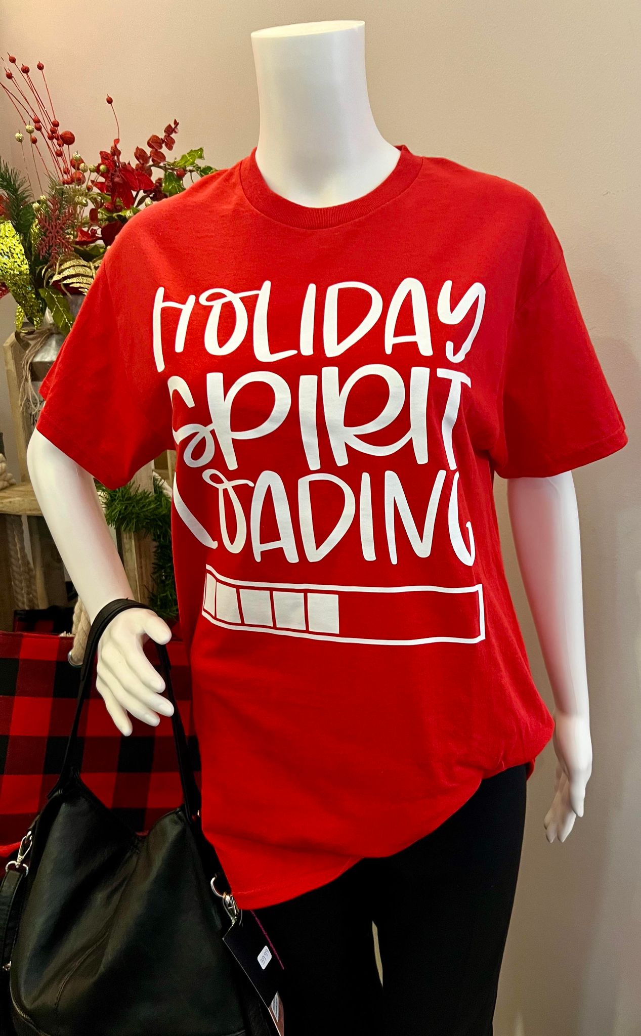 Women's Christmas Holiday Spirit Loading Graphic Tee Shirt - EveryNest