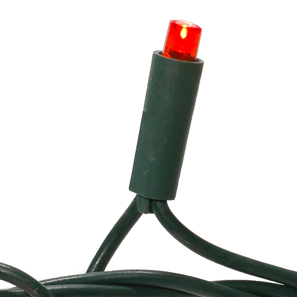 50-Light 5mm Red LED Green Wire Light Set