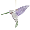 Egyptian Glass Hummingbird Ornament - Purple Wings / Green Tail / Green Beak