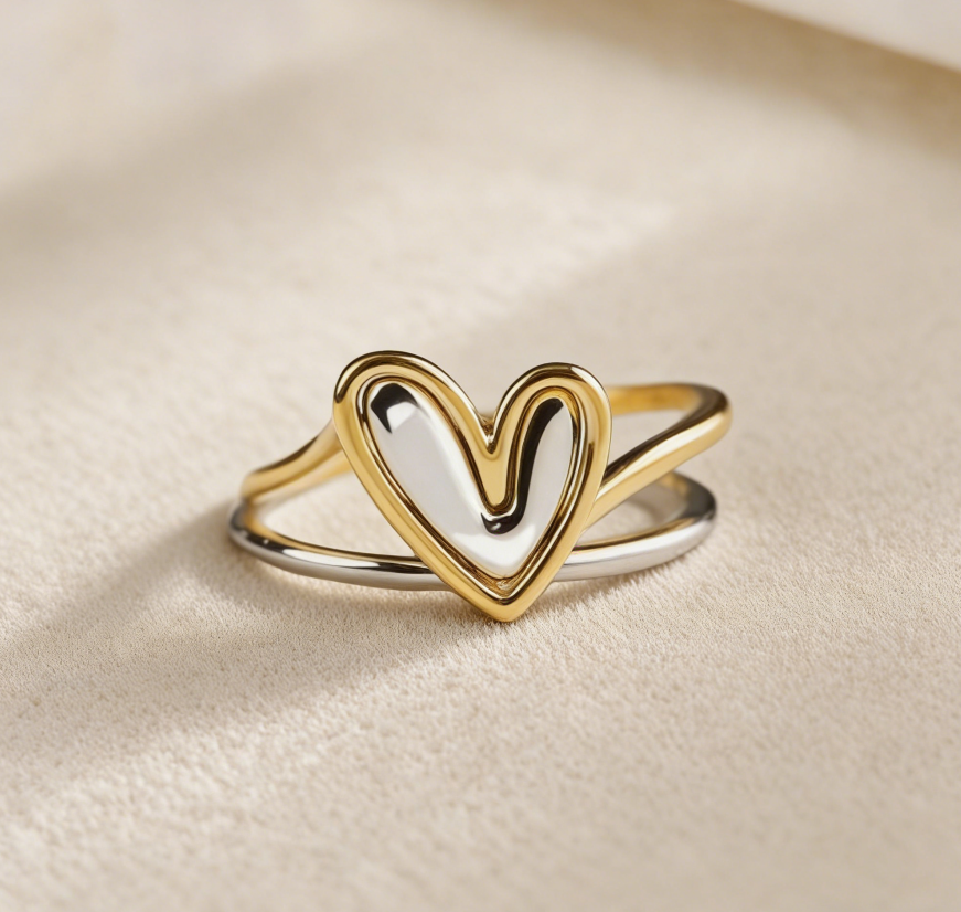 Rabbit Ear Two-Tone Love Ring