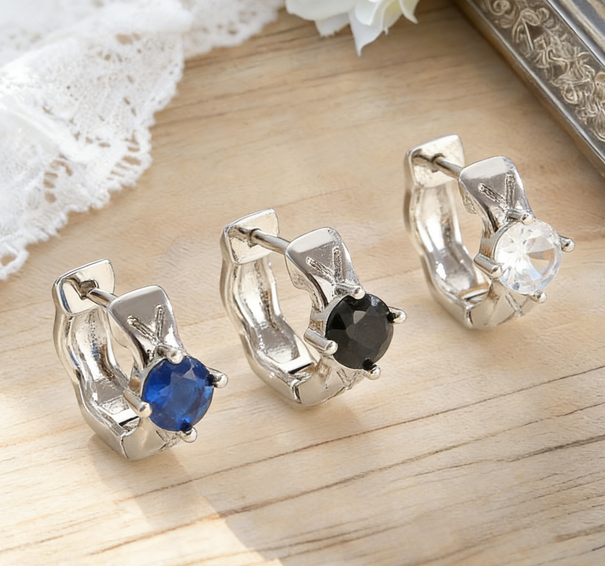 Delicate Diamond-Cut Zircon Hoop Earrings