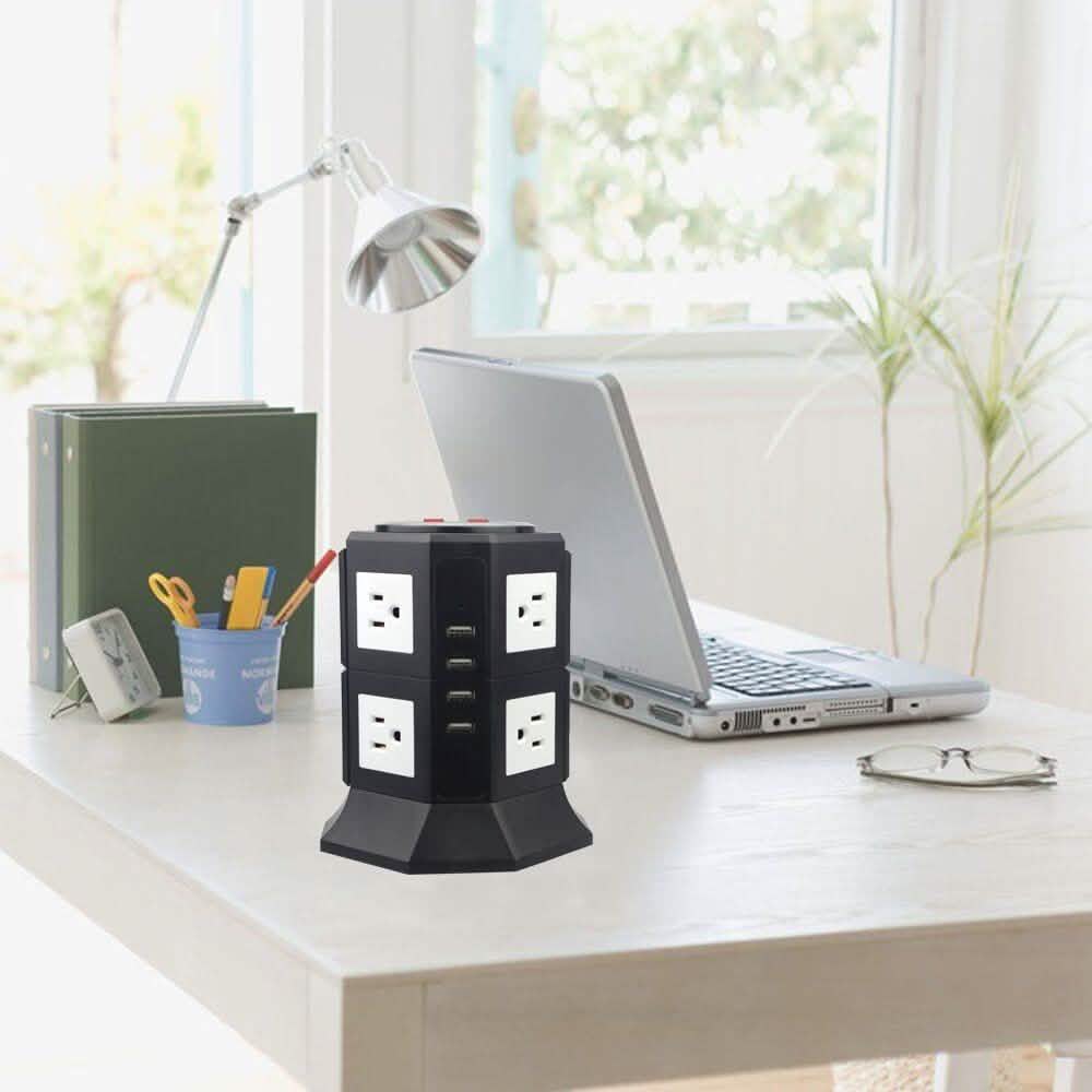 Safemore 8-Outlet Desktop Surge Protector with 4 USB Ports