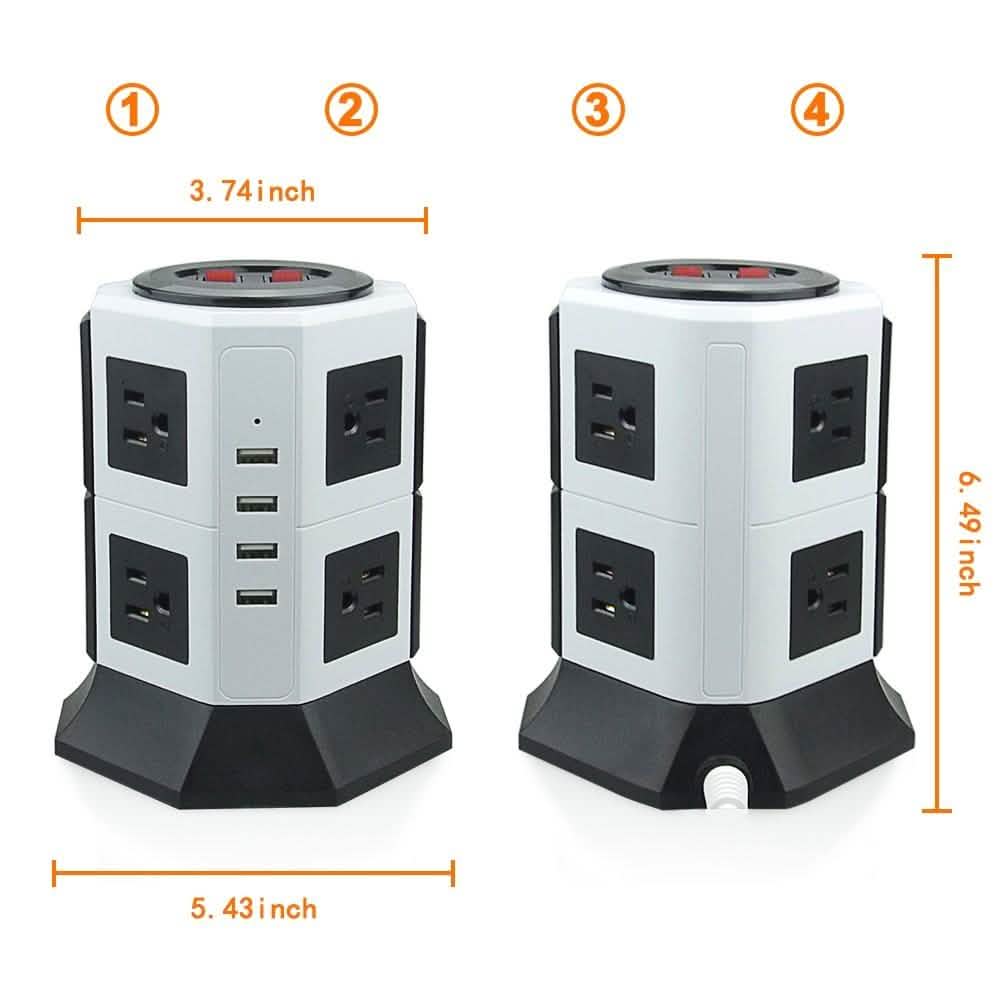 Safemore 8-Outlet Desktop Surge Protector with 4 USB Ports