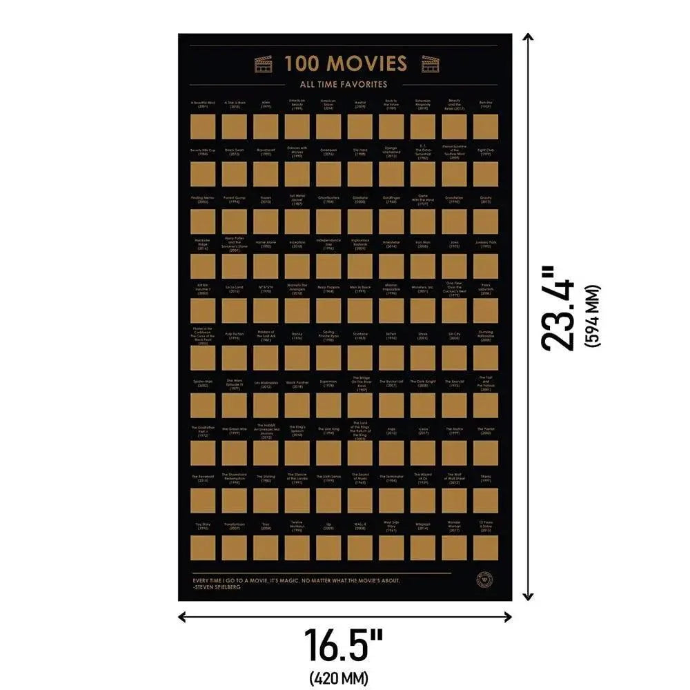 Scratch Off 100 Poster Movies Of All Time Must-See Movies Unique Design Perfect Gift For Teens And Older