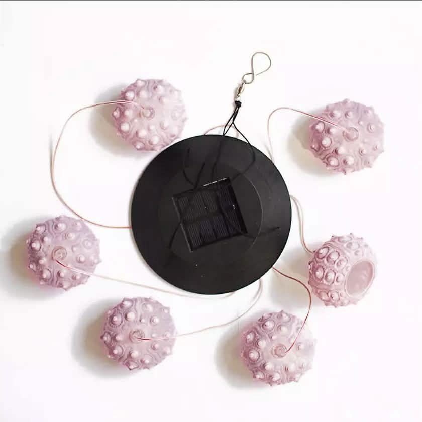 Sea Urchin Solar Light Wind Chime - LED Color Changing Decorative Hanging Lights