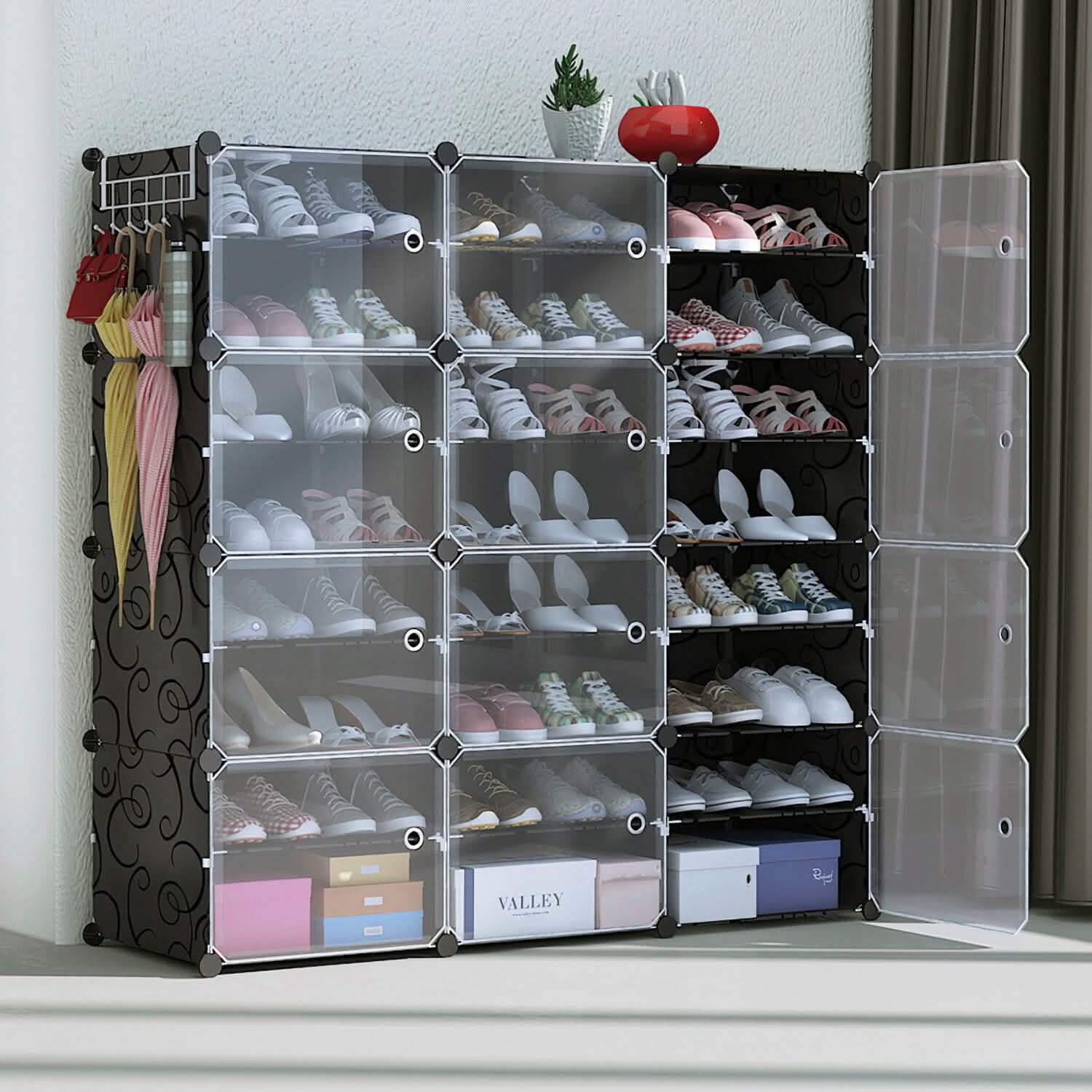 Shoe Rack Organizer with Transparent Doors