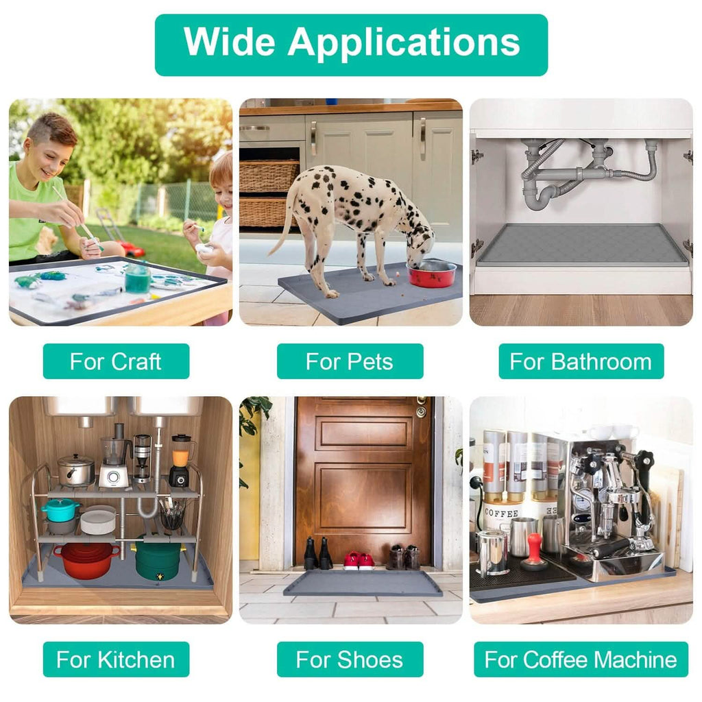 Silicone Under Sink Mat Liner with Drain Hole