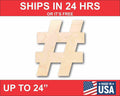Unfinished Wood Block Symbol Hashtag Hashmark- Craft - up to 46" DIY