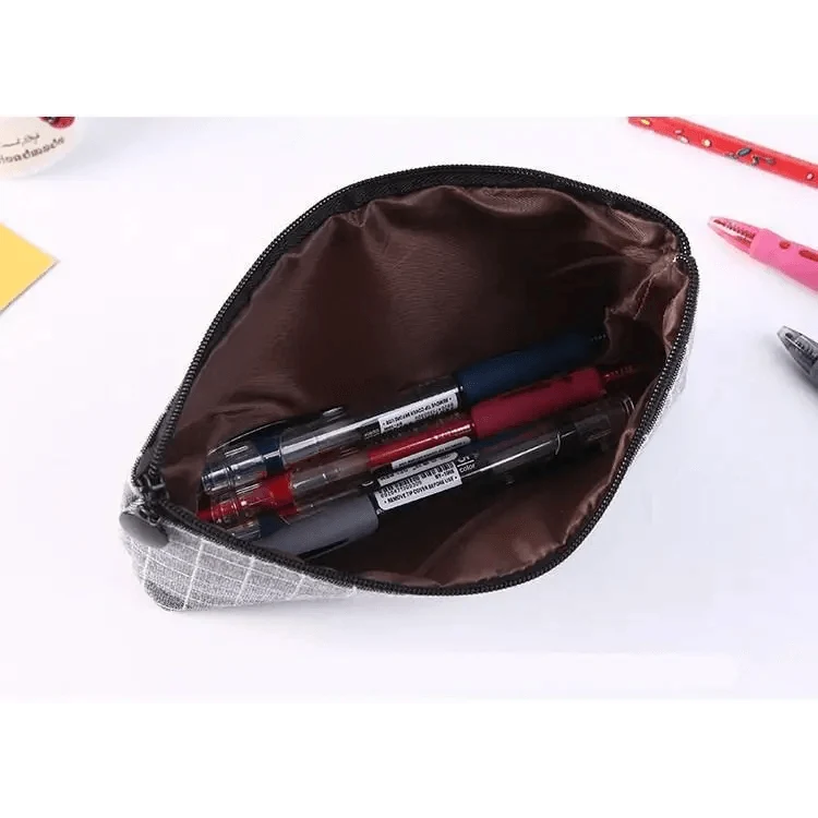 Simple Striped Color Design Pencil Cases For Students Retro Large Capacity Stationery School Pouch