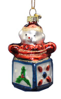 3 Inch Boxed Glass Ornament - Jack in the Box - Red