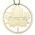 Round Wooden Vermont Maple Leaf Ornament