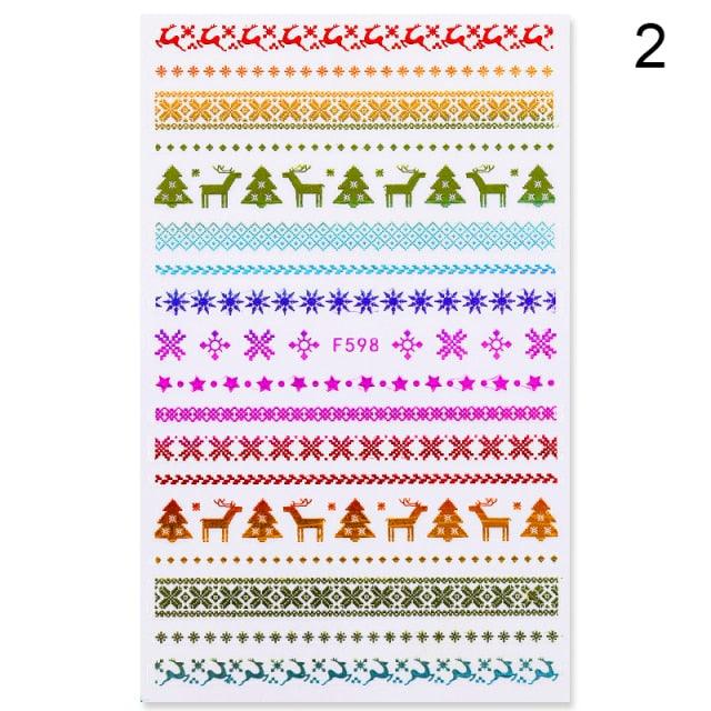 Sliver Bronzing 3D Christmas Nail Art Decoration Sticker Sparkly White Colorful Glitter Geometry Snowflake Winter Slider Foil  Christmas Snowflake Bronzing Christmas Slider Nail Art 3D Decals Decoration Decals Snowflakes Elk Bear Christmas Xmas Stickers