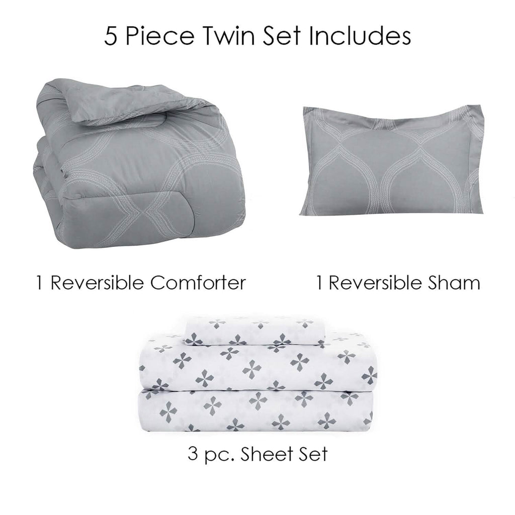 Sloane Street Ogee Bed in a Bag with Solid Reverse Comforter