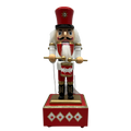 Wood Wind-Up Musical Nutcracker Figurine with Movement - Red Hat