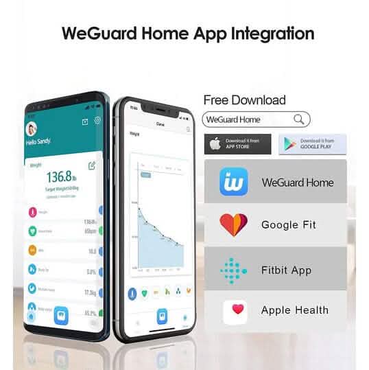 Smart Digital Bathroom Scale with Heart Rate Tracking, Body Fat, BMI with App