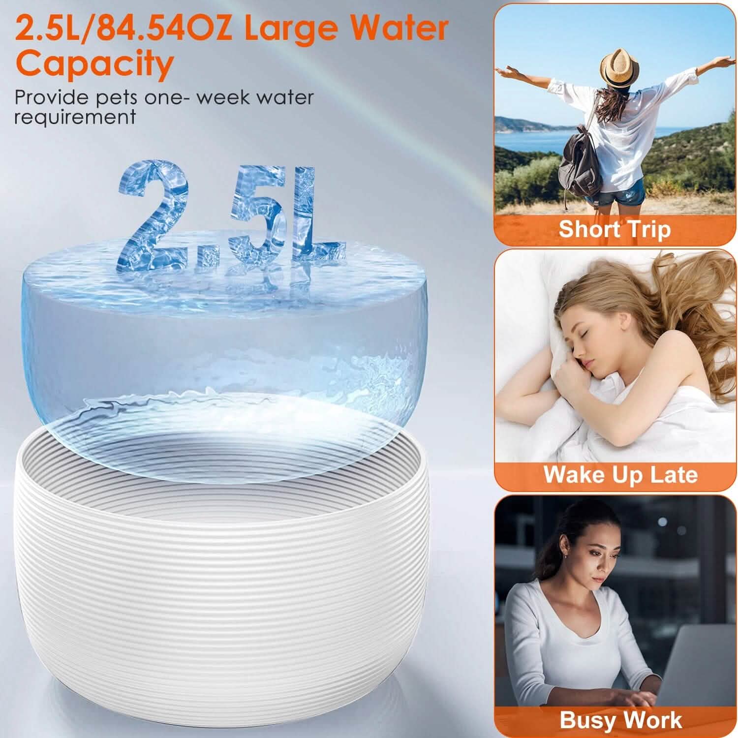 Smart Pet Drinking Fountain with LED Light 7-Pack Replaceable Water Filters