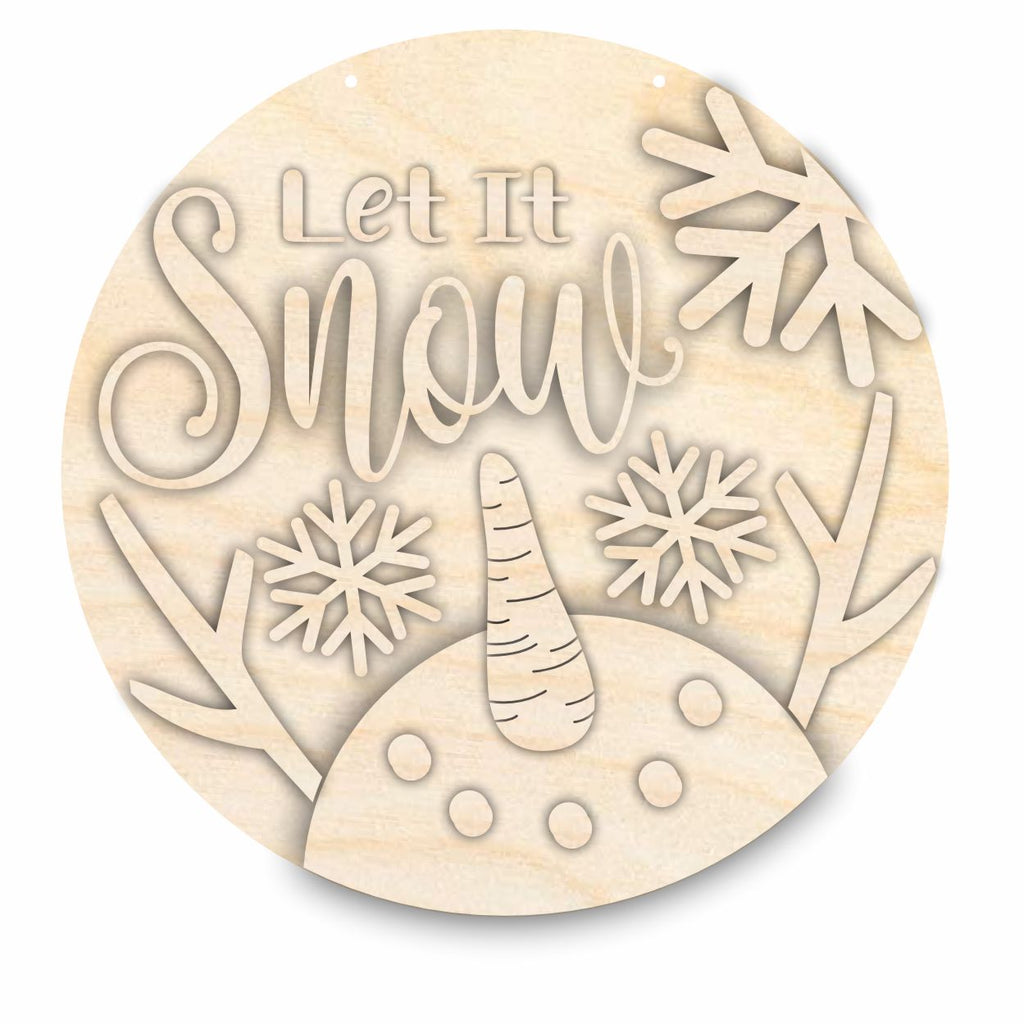 Unfinished Wood Let It Snow Door Sign Kit | Wood Craft Cutouts | 1/4" Thick |