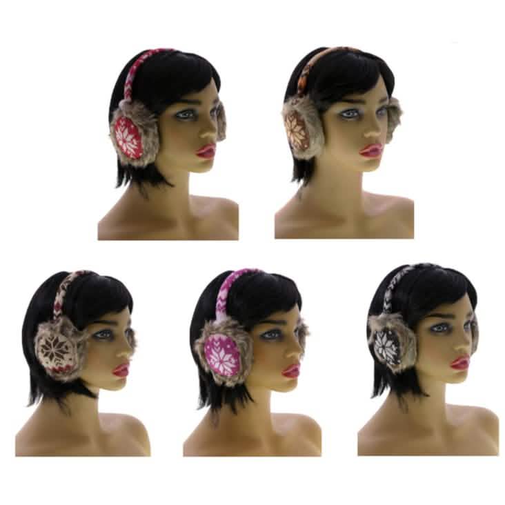 Snowflake Earmuffs with Fur Trim