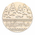 Unfinished Wood Welcome Snowy Trees Door Sign Kit | Wood Craft Cutouts | 1/4" Thick |