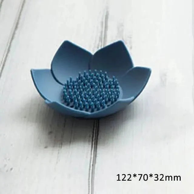 Soap Box Lotus Shape Non-slip Portable Silicone for Water Draining Solid Color Draining Soap Dish Bathroom Accessories otus Flowers Soap Dish with Drain Silicon Soap Holder Non-Slip Flexible Soap Tray for Bathroom Shower