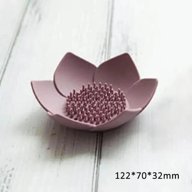 Soap Box Lotus Shape Non-slip Portable Silicone for Water Draining Solid Color Draining Soap Dish Bathroom Accessories otus Flowers Soap Dish with Drain Silicon Soap Holder Non-Slip Flexible Soap Tray for Bathroom Shower
