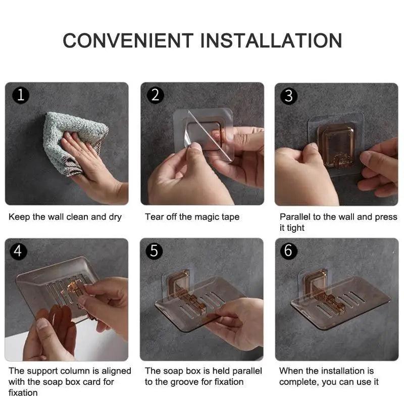 Soap Rack No Drilling Wall Mounted Double Layer Soap Holder Soap Sponge Dish Bathroom Accessories Soap Dishes Self Adhesive Soap Dish Bar Soap Holder Soap Dishes Tray Saver Case Box for Shower Bathroom Kitchen Dish Drainer Drying Rack
