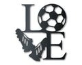 Metal Soccer Love Wall Art - Metal Sports Sign - 14 Color Options